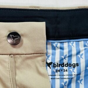 Birddogs Pants Mens 34x34 Khaki Chino‎ Lined Stretch Golf Performance Zip Pocket